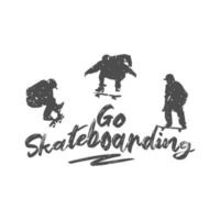 hålla balans slogan, med illustration spelar skatebording, typografi - vektor