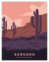 illustration av Saguaro nationalpark i arizona landskap bakgrund. vektor