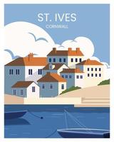 st. ives cornwall vektorillustrationshintergrund. reise nach cornwall südwest england vereinigtes königreich. vektor