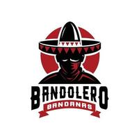 mexikanischer Cowboy-Bandana-Somrero-Hut-Logo-Vektor isoliert auf weißem Hintergrund