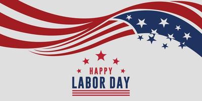 happy labor day vektor gratulationskort eller inbjudningskort. illustration av en amerikansk nationaldag med en USA-flagga.