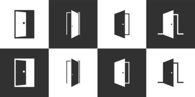 uppsättning av dörr vektor logotyp design på svart och vit bakgrund.