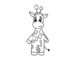 giraffen är ritad med en svart kontur. illustration för färgläggning, logotyp, klistermärke vektor