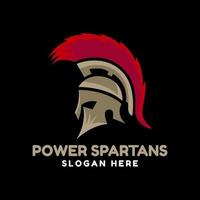 Spartanisches Kriegersymbol, Emblem. spartanisches Helmlogo, spartanisches griechisches Gladiatorhelmlogo vektor