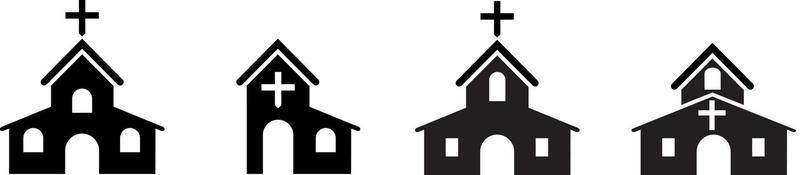Symbolsatz für Kirchengebäude. ikonen der christlichen religion. flacher Stil vektor