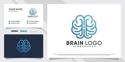 Smart Brain Technology Logo Design Illustration mit einfachem Konzept und Visitenkarte Premium-Vektor vektor