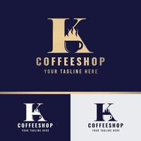bokstaven k kaffe logotyp vektor