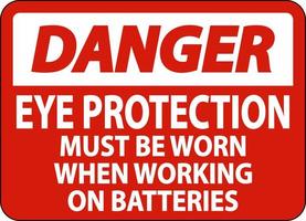 Gefahr beim Arbeiten an Batterien Schild auf weißem Hintergrund vektor