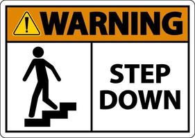Warnung Step-down-Zeichen auf weißem Hintergrund vektor