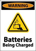 varningsbatterier laddas tecken på vit bakgrund vektor