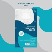 tierklinik pet shop social media instagram story frame set hintergrundvorlage mit grünem und blauem einfachem elegantem modernem stil. designhintergründe für soziale medien. Vektor-Illustration vektor