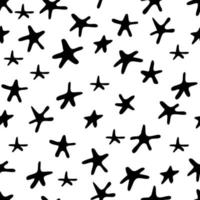 seamless mönster. uppsättning svarta stjärnor i doodle stil. ritad för hand vektor