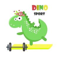 söt dinosaurie älskar sport, yoga. vektor illustration