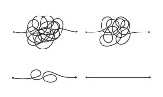 Komplexer und einfacher Weg vom Anfang bis zum Ende des Vektorillustrationssatzes. vektor