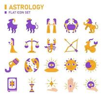 astrologi platt Ikonuppsättning. zodiac ikonuppsättning. vektor