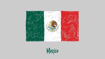 Mexikos nationella land flaggmarkör eller pennskiss illustration vektor