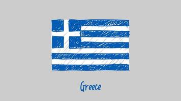 Greklands nationella flagga markör eller pennskiss illustration vektor