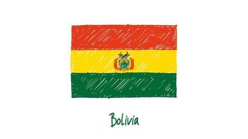 bolivia nationella flagga markör eller pennskiss illustration vektor