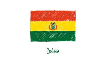 Bolivien Nationalflagge Marker oder Bleistiftskizze Illustrationsvektor vektor