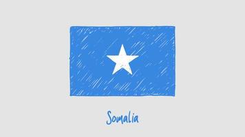 somalia nationella flagga markör eller pennskiss illustration vektor
