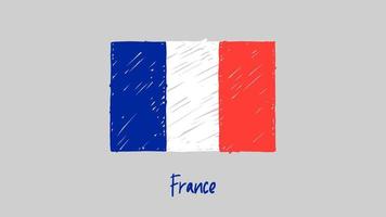 Frankrike nationella flagga markör eller pennskiss illustration vektor