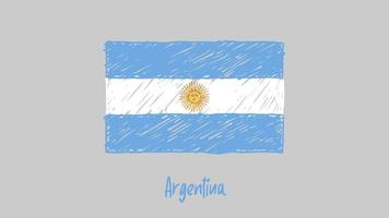 argentinien nationaler landesflaggenmarker oder bleistiftskizzenillustrationsvektor vektor