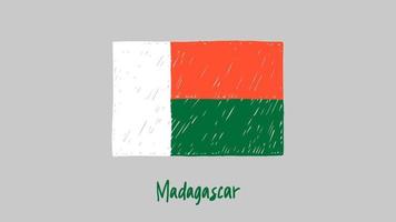 madagaskar nationella flagga markör eller pennskiss illustration vektor