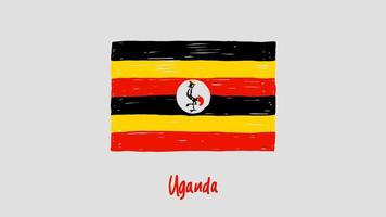 Uganda National Country Flag Marker oder Bleistiftskizze Illustrationsvektor vektor