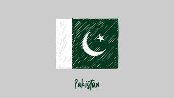 pakistan nationella flagga markör eller pennskiss illustration vektor