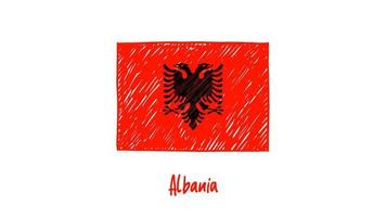 Albaniens nationella flaggmarkör eller pennskiss illustration vektor