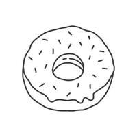 ein Donut in einem einfachen linearen Doodle-Stil. vektor isolierte lebensmittelillustration.