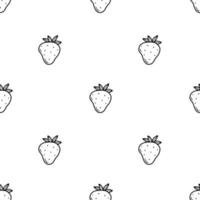 schwarz-weißes nahtloses Muster mit Erdbeeren im Doodle-Stil. Vektor-Illustration-Hintergrund. vektor