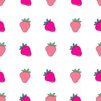 seamless mönster med söta rosa jordgubbar i tecknad stil. vektor mat illustration bakgrund.