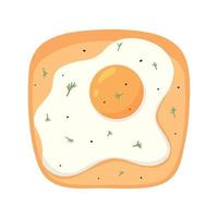 stekt ägg smörgås. äggtoast. vektor illustration i tecknad stil. nyttig frukost