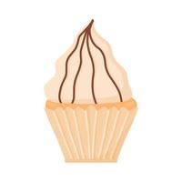 läcker vacker cupcake med grädde. muffins med vispad grädde. aptitretande efterrätt för födelsedagar, bröllop och andra högtider. logotyp för bagerier. vektor illustration.