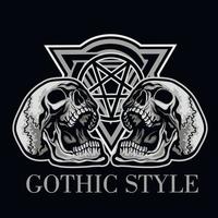 gotisches Zeichen mit Schädel, Grunge Vintage Design T-Shirts vektor