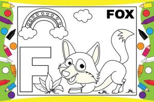 Färbung Fuchs Cartoon mit Alphabet für Kinder vektor