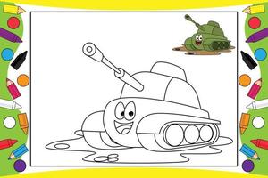 Färbung Tank Cartoon für Kinder vektor