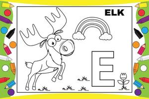 färbung elch cartoon mit alphabet für kinder vektor