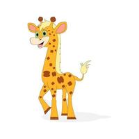 söt giraff djur tecknad vektor
