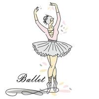 kvinna balettdansös av kontinuerlig linjeteckning i rosa färg. dans trend logotyp. oneline stil. vektor