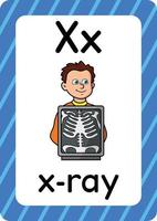 X-Ray-Vektor isoliert auf weißem Hintergrund Buchstabe x Flashcard X-Ray-Cartoon vektor