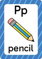 penna vektor isolerad på vit bakgrund bokstaven p flashcard penna tecknad