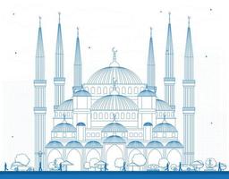 kontur blå moskén i Istanbul Turkiet. vektor