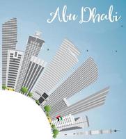 Abu dhabis stadssilhuett med grå byggnader och kopieringsutrymme. vektor