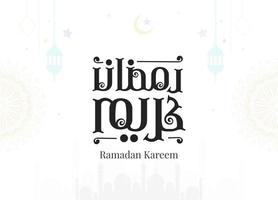 ramadan kareem mubarak islamiska gratulationskort i arabisk kalligrafi vektor. ramadan kareem vektortypografi. ramadan semester vektorillustration. ramadan kalligrafi i islamisk konst. vektor