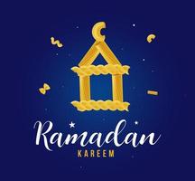 ramadan kareem mubarak islamische grußkarte im arabischen kalligraphievektor. ramadan kareem vektortypografie. ramadan-feiertagsvektorillustration. Ramadan-Kalligraphie in der islamischen Kunst. vektor