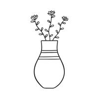 handgezeichnete Blumen in einem Vase-Doodle. heimische pflanzen im skizzenstil. Vektor-Illustration isoliert auf weißem Hintergrund. vektor