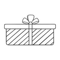 hand gezeichnetes geschenkboxgekritzel. geschenkbox mit schleife und band im skizzenstil. Vektor-Illustration isoliert auf weißem Hintergrund. vektor