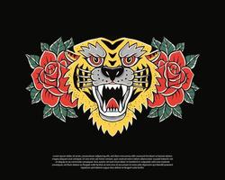 Kopf eines Tigers mit Blumenillustration vektor